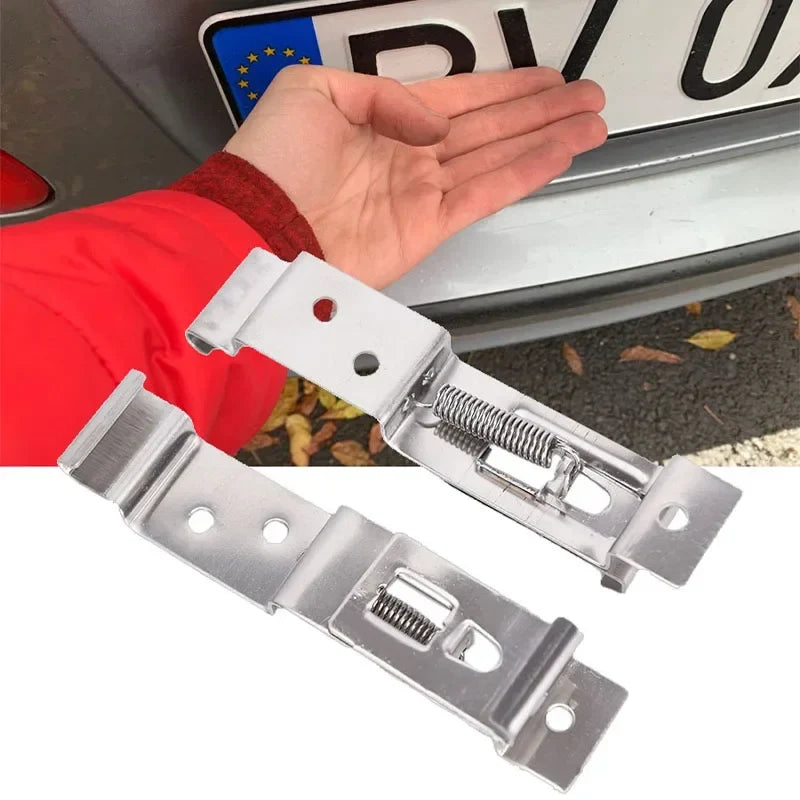 2-Pack Spring Loaded Stainless Steel License Plate Clips