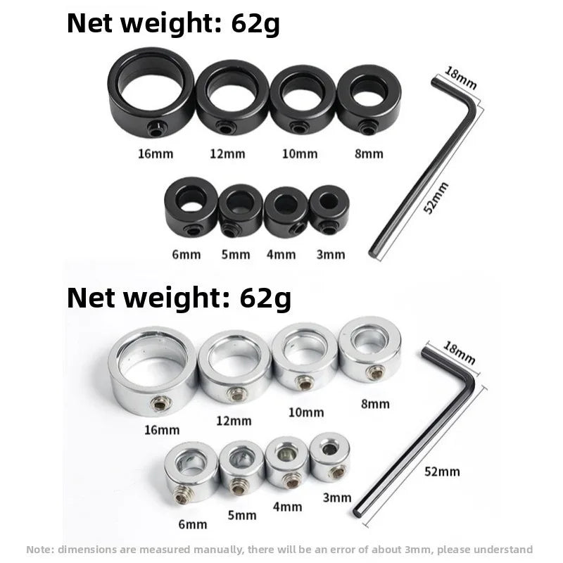 Depth Stop Drill Bit Collar Set with Hex Wrench | Woodworking