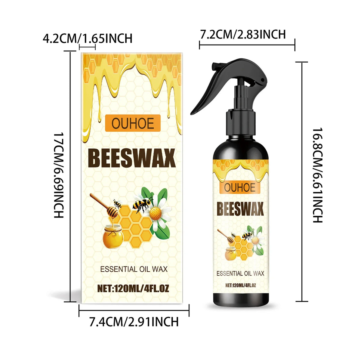 Natural Beeswax Wood Furniture & Hardwood Floor Polish Spray