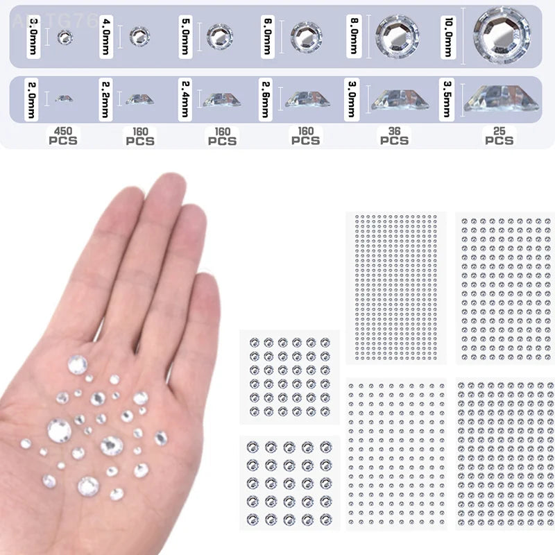 Self-Adhesive Crystal Rhinestone Stickers – Face, Hair & Body Gems