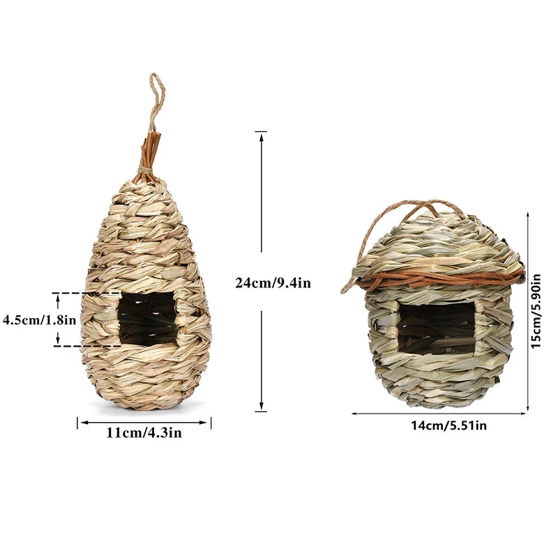 Handwoven Straw Bird Nest – Hanging Parrot Birdhouse Shelter
