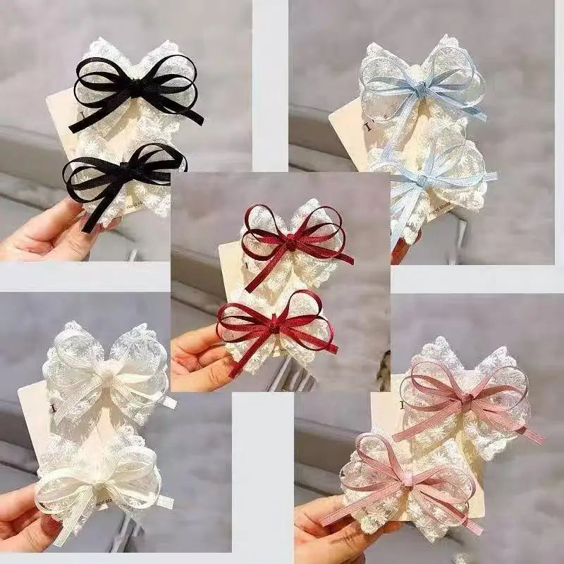 2-Pack Bow Hair Clips – Ribbon Barrettes for Women & Girls