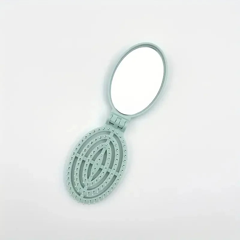Portable Folding Hair Comb with Mirror | Travel Gift
