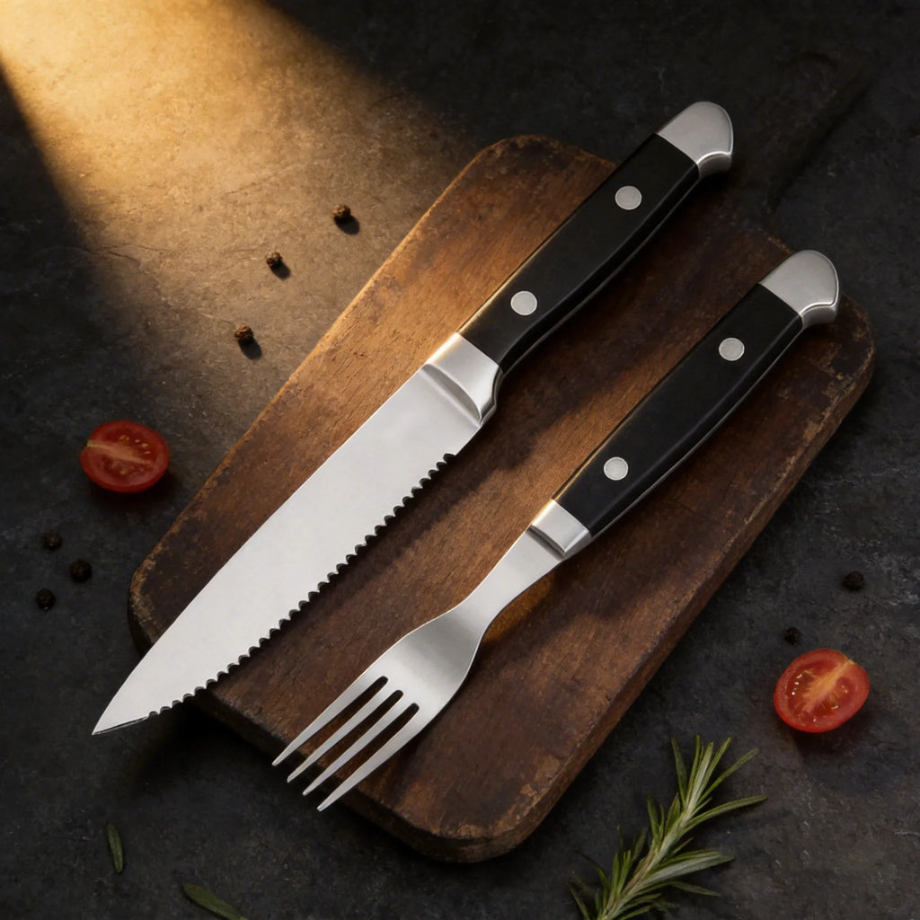 Stainless Steel Steak Knife & Fork Set – 1–8 Piece Sets