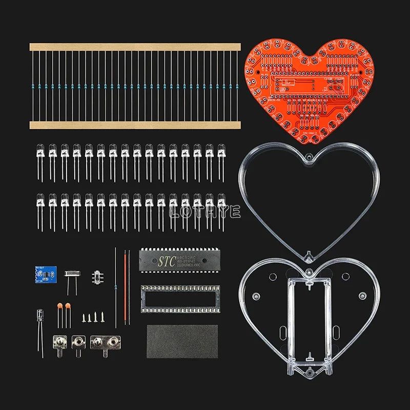 RGB LED Heart DIY Soldering Kit – 32 LED Flow Light Project