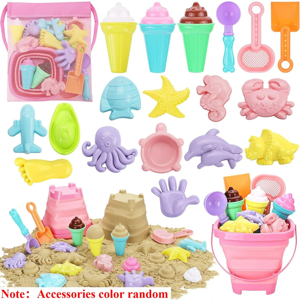 21-Piece Beach Sand Toys Set for Toddlers | Excavator & Castle Molds