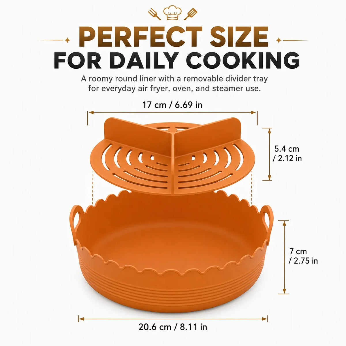 Silicone Air Fryer Liner – 3-Compartment Divider & Grease Filter