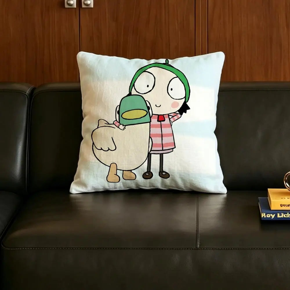 Cartoon Duck Linen Cushion Cover – Sofa, Bed & Chair Decor