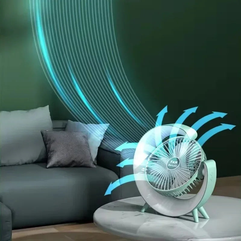 USB Rechargeable Mini Desk Fan with Color-Changing LED Lights