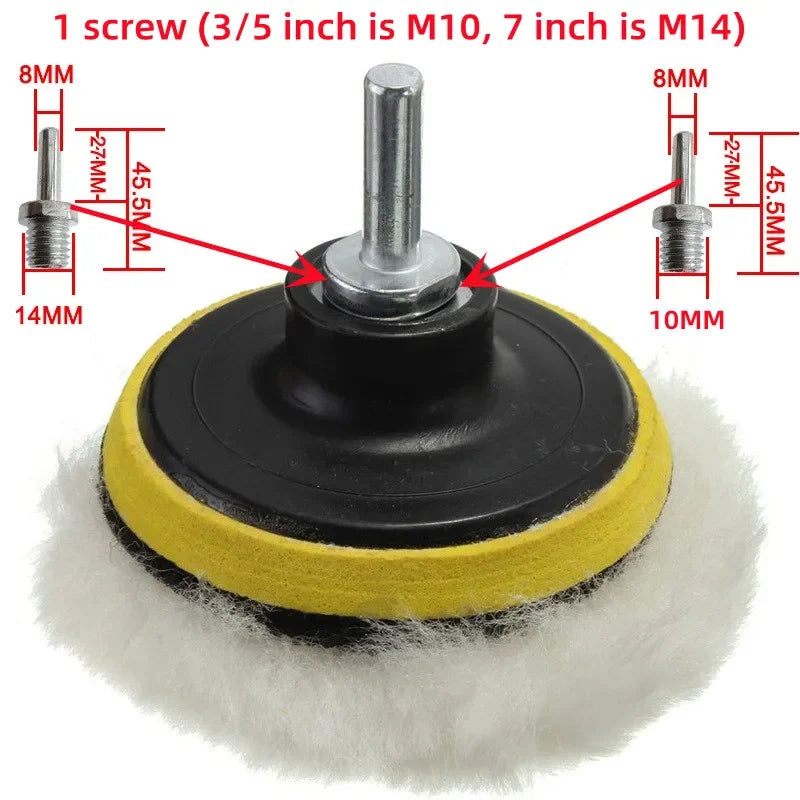 Car Polishing Sponge Pad Kit – 3", 5" & 7" Buffing Pads