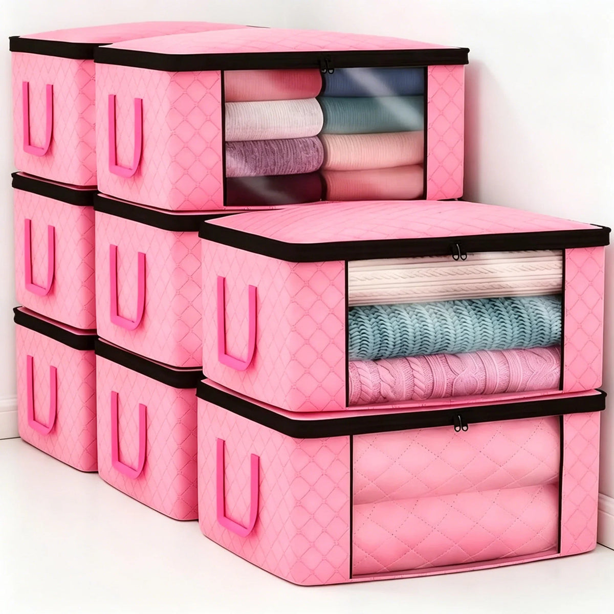 Foldable Clothes & Blanket Storage Bags with Clear Window