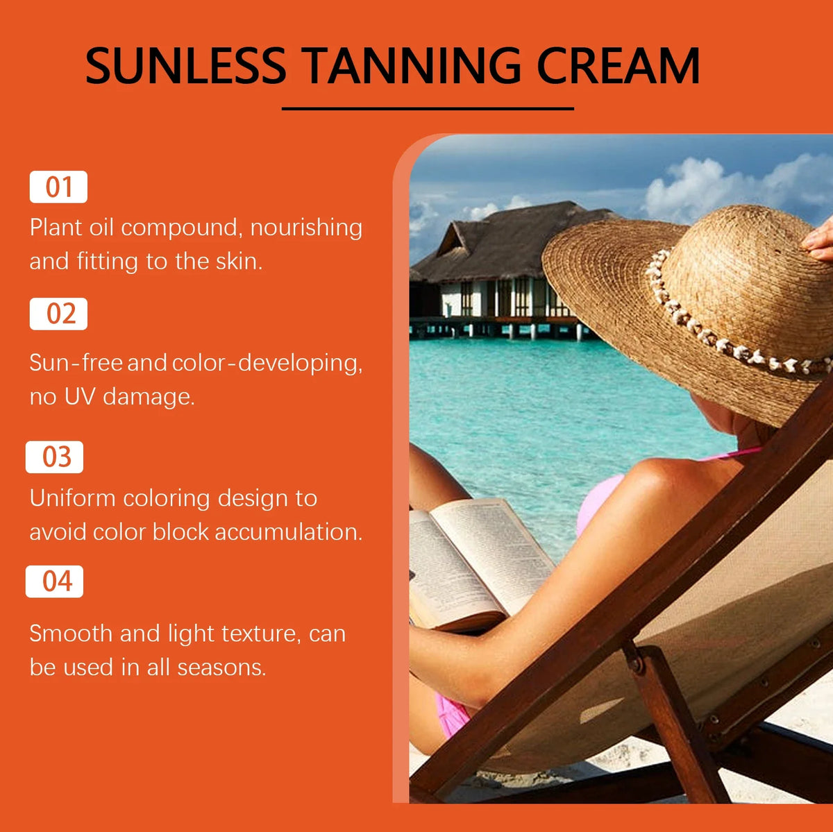 WIYUN Sunless Self Tanner Cream – Natural Bronze Glow 50g