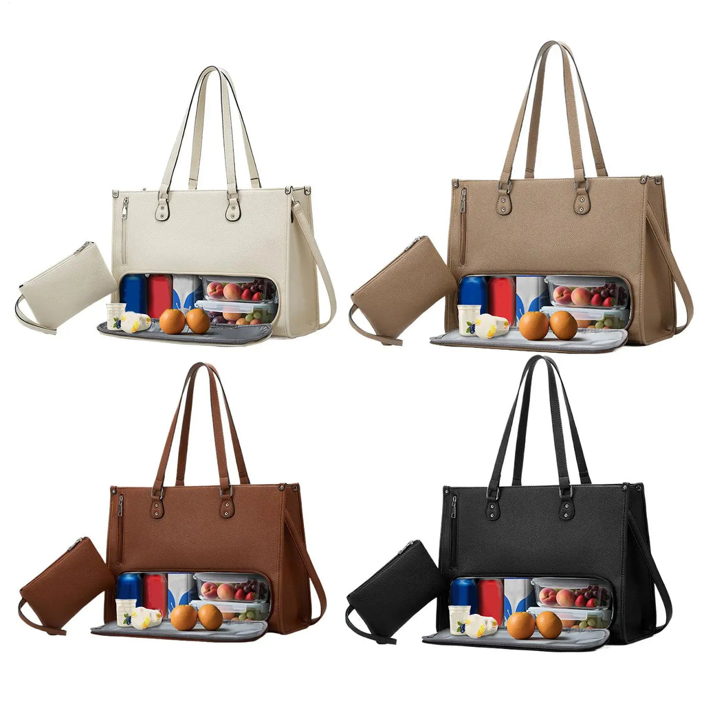 Women's Laptop Tote Bag with Insulated Lunch Compartment