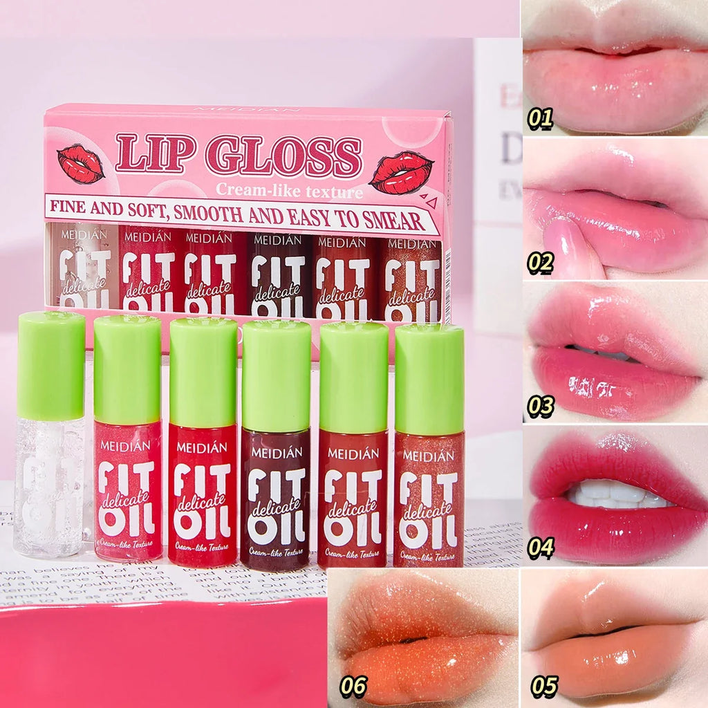 6-Pack Berry Lip Oil Set – Moisturizing, Brightening & Waterproof