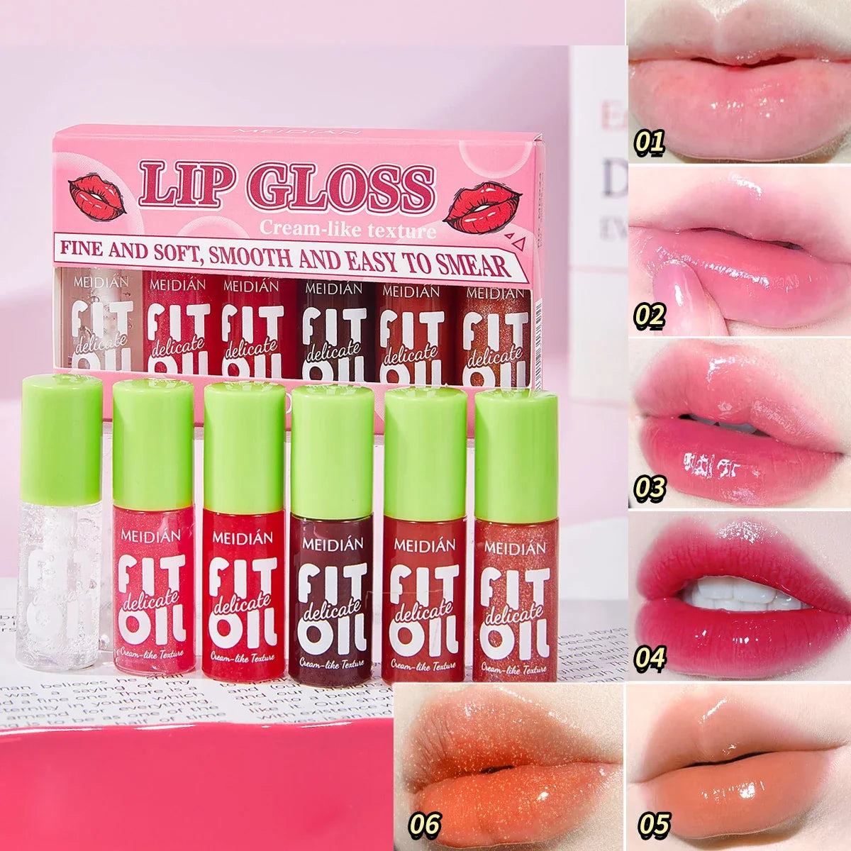 6-Pack Berry Lip Oil Set – Moisturizing, Brightening & Waterproof