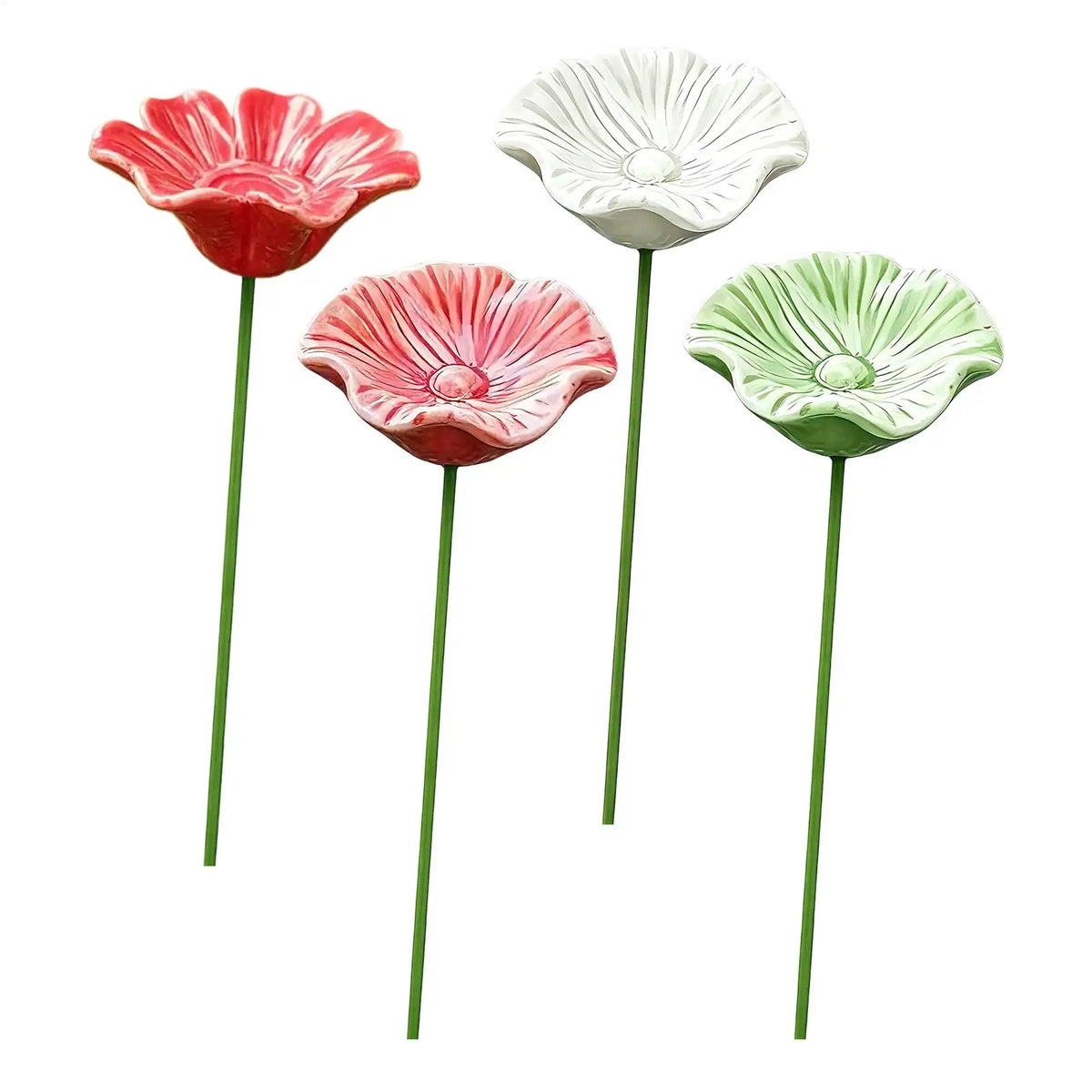 4-Pack Ceramic Bee Watering Station | Flower Garden Feeder Set
