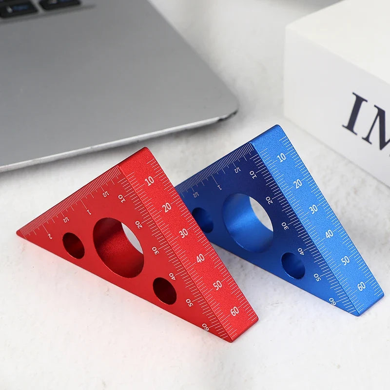 Practical Blue Red Aluminum Alloy Right Angle Marking Ruler 45 90