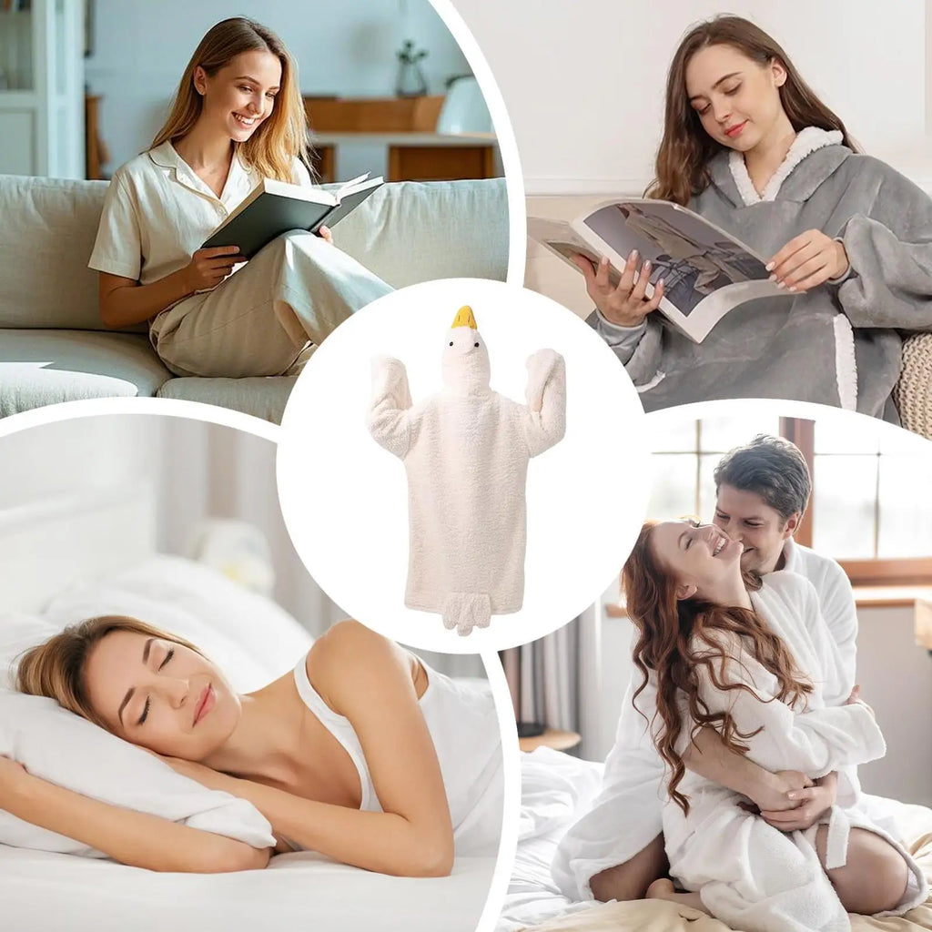Cartoon Goose Wearable Blanket Hooded Onesie Robe – Adults & Kids