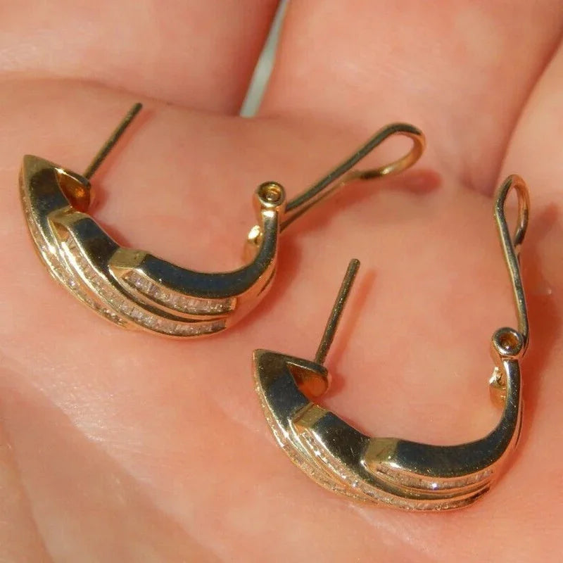 Huitan Gold Twisty Drop Earrings – Cubic Zirconia for Women