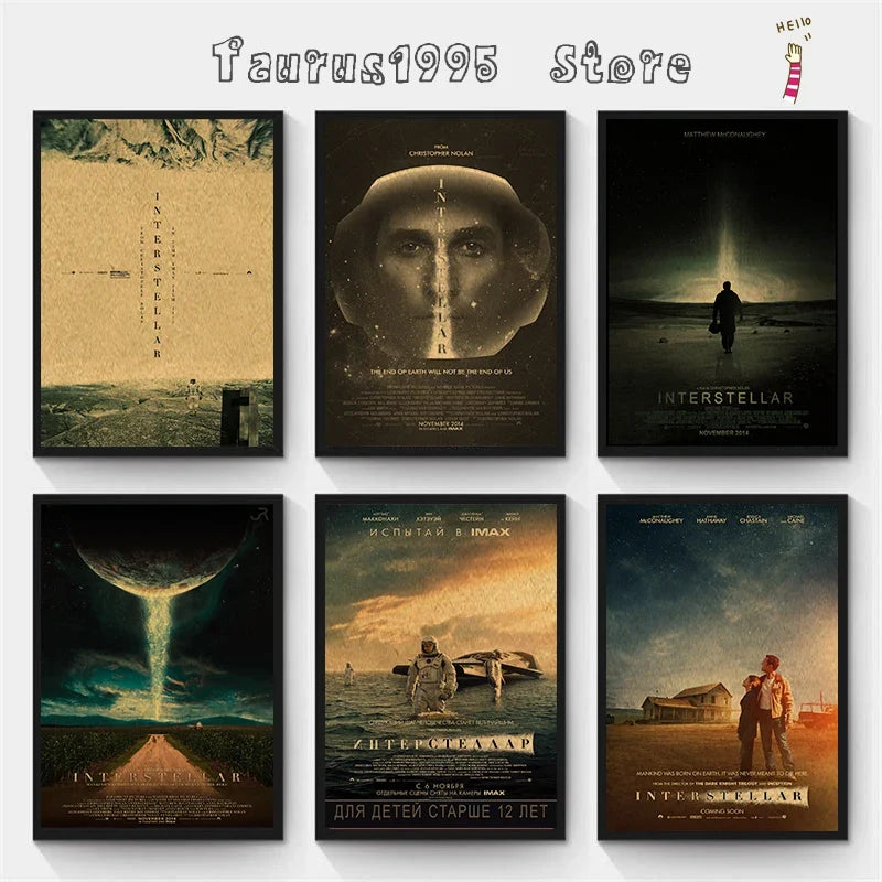 Interstellar Astronaut Vintage Kraft Paper Sci-Fi Wall Poster