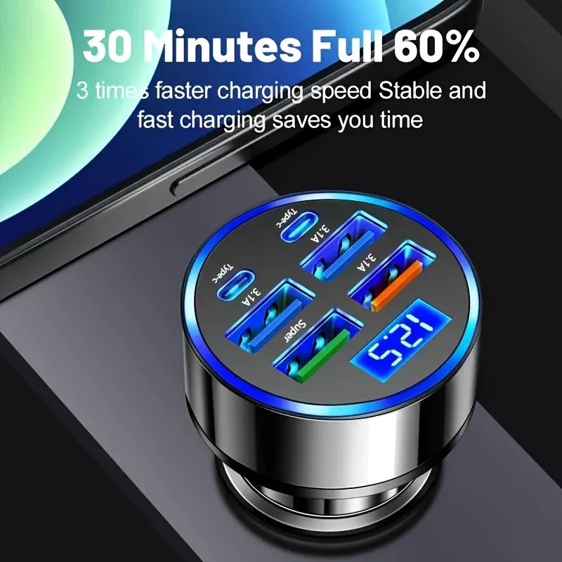 Multi-Port Car Charger PD QC3.0 USB-C Fast Charging Adapter