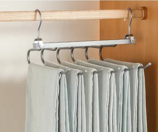 6-in-1 Foldable Pants Hanger – Space-Saving Closet Organizer