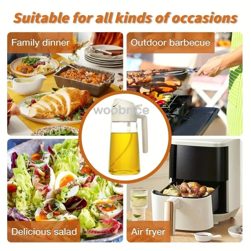 2-in-1 Oil Sprayer & Dispenser Bottle – 500ml Kitchen Spray