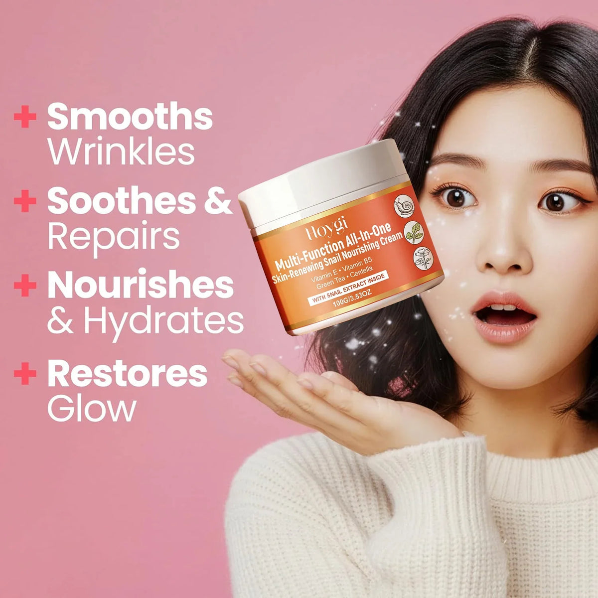 Snail Mucin Moisturizer Cream Korean Skin Care Day Night Repair Face