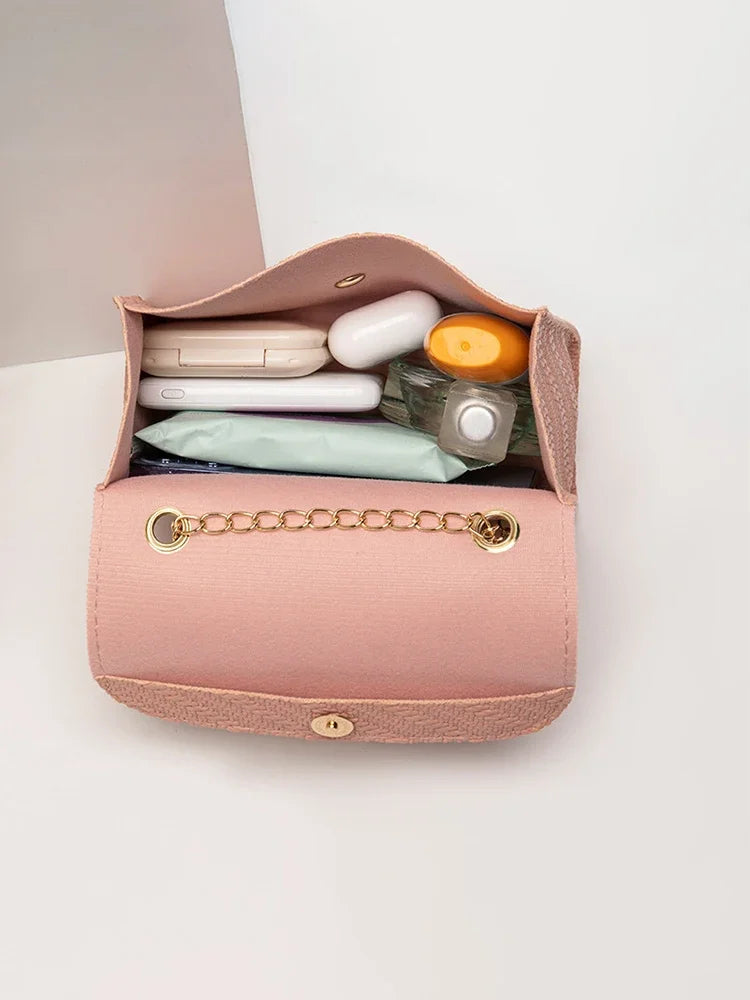 Women's Embossed PU Leather Crossbody Bag | Chain Satchel