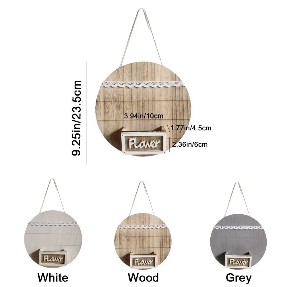 Wood Wall Decoration Flower Basket Round Mounted Hanging Planter