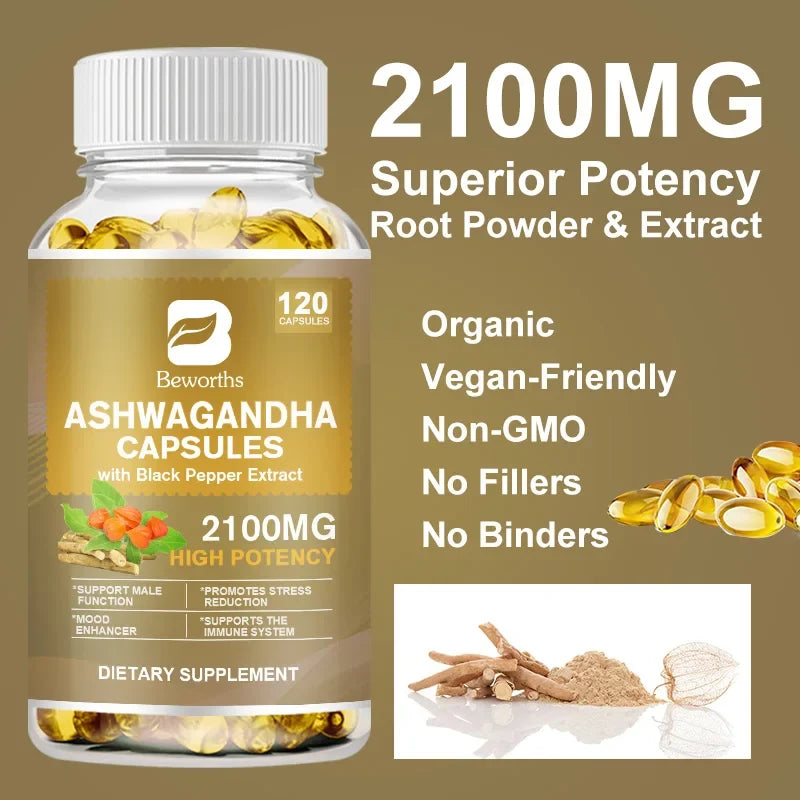 BEWORTHS Ashwagandha Capsules 120ct – Sleep & Mood Support