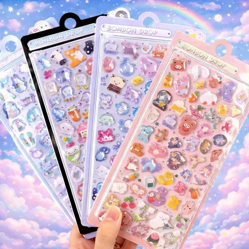 Fun 3D Pop Up Stickers Girls Kids DIY Craft Crystal Diamonds Cute