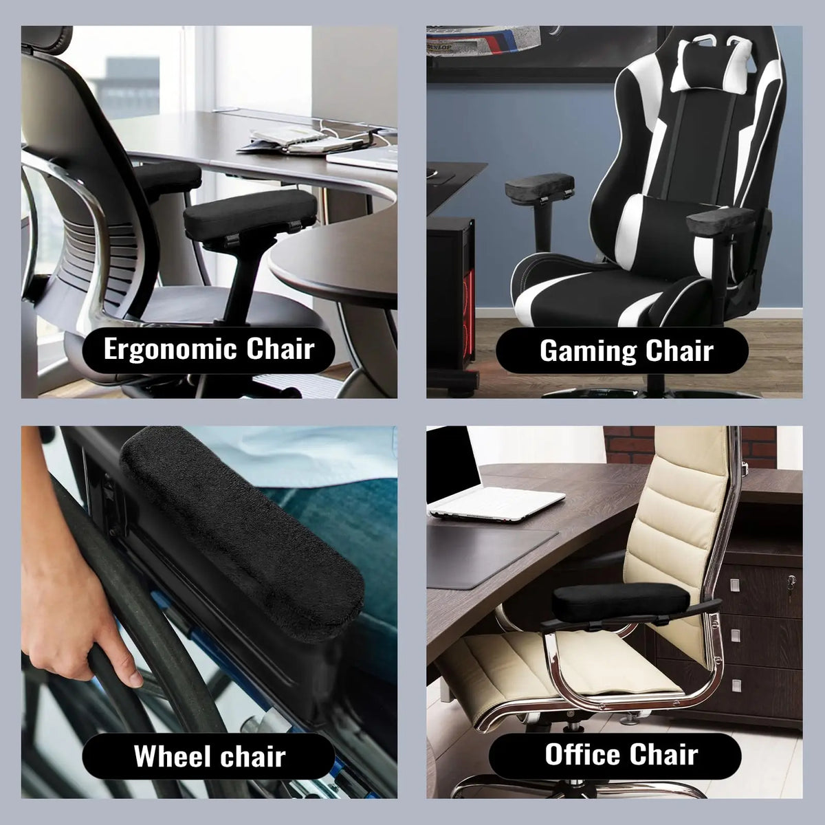 Office Chair Arm Pads Soft PU Sponge Rest Desk Gaming Cover Elbow