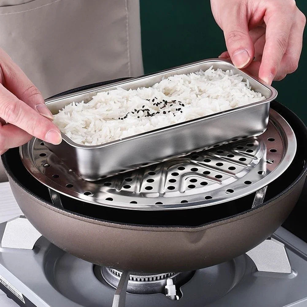 Stainless Steel Double Compartment Bento Lunch Box 1200ml