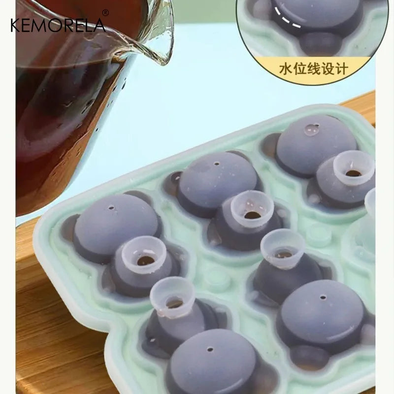 KEMORELA 6-Grid 3D Bear Silicone Ice Cube Mold Tray