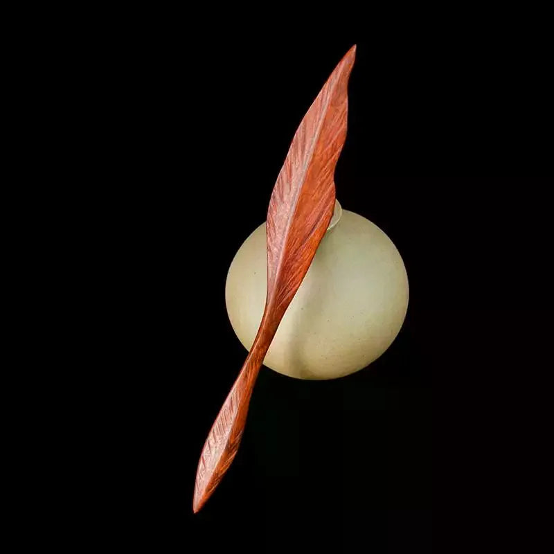 Retro Sandalwood Hairpin | Chinese Style Willow Leaf Hair Stick
