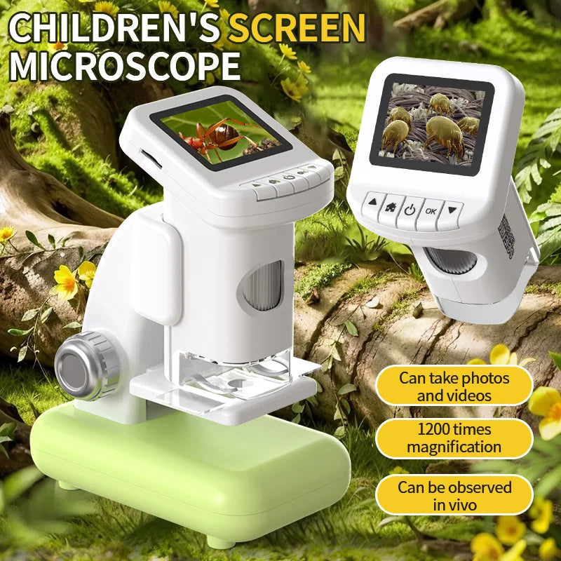 Children's Handheld Microscope – Large Screen, 500X for Kids