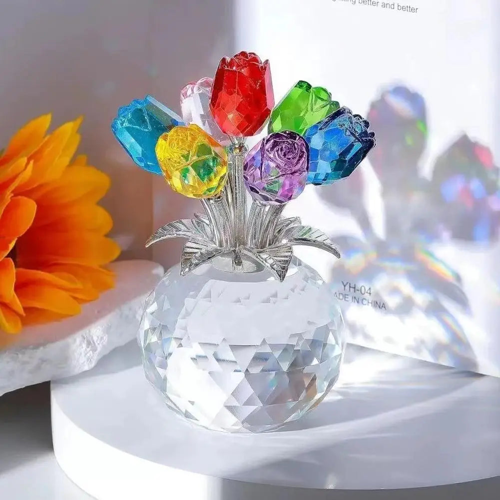 Crystal Rose with Vase – Romantic Valentine's Gift & Decor