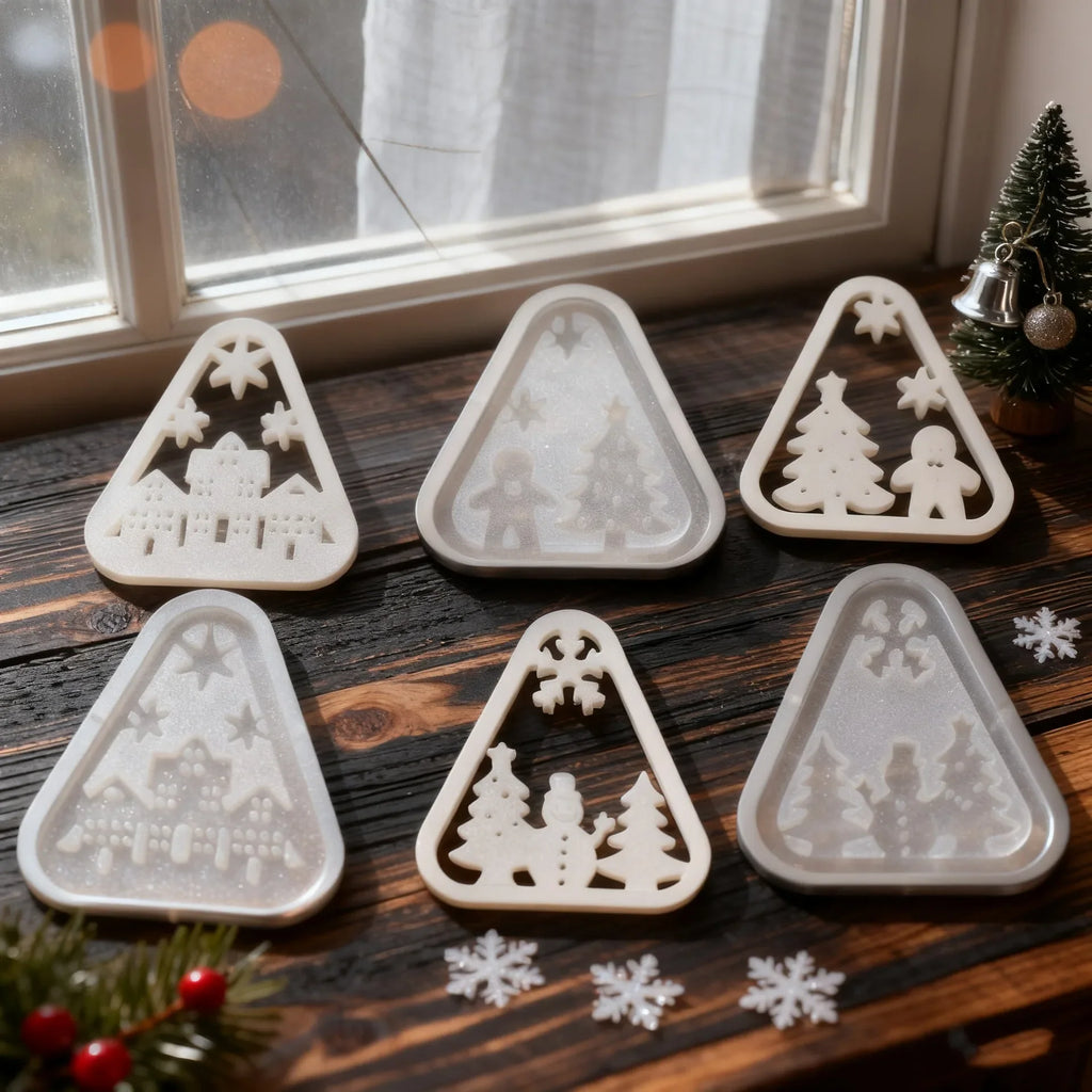 Christmas Triangle Candlestick Silicone Mold Santa Claus Snowman Tree