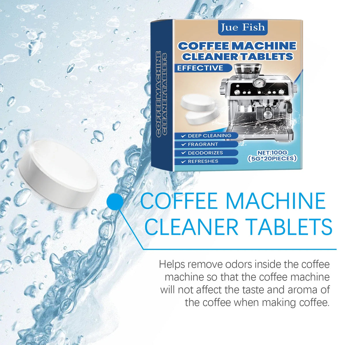 20-Pack Coffee Machine Cleaning Tablets – Deep Clean & Degrease