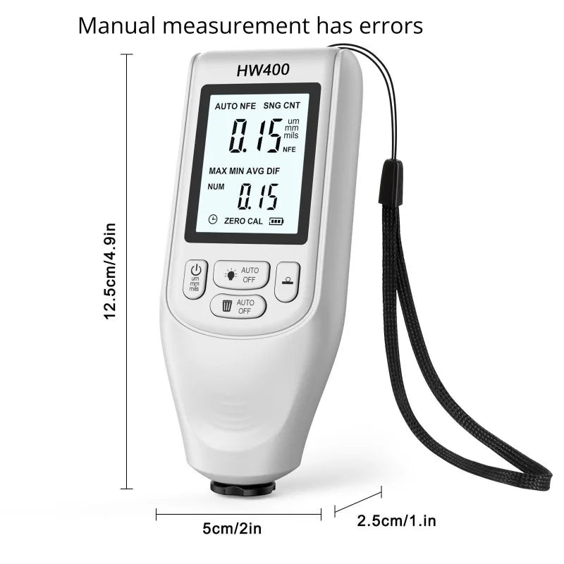 HW400 Car Paint Coating Thickness Tester – Metal Gauge