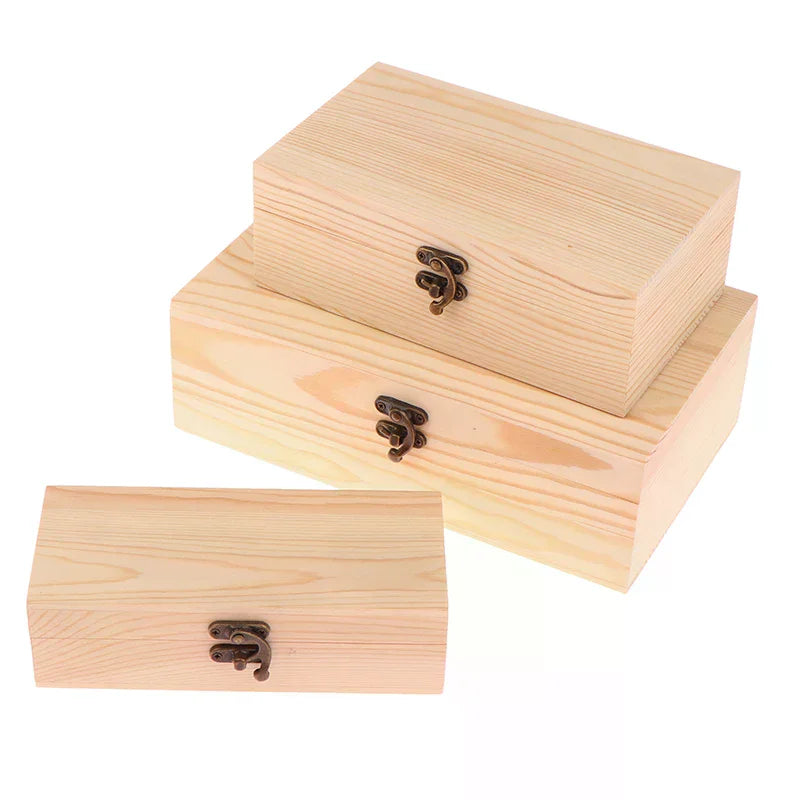 Rectangular Wooden Storage Box Organizer Case Simple Container