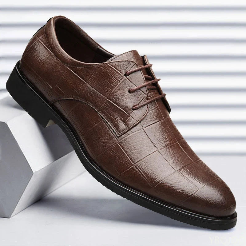 Men's Business Casual Leather Shoes – Soft Sole Lace-Up