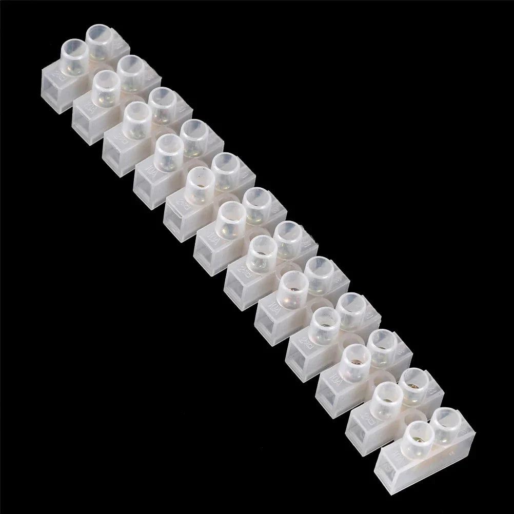 Dual Row 12-Position 10A Screw Terminal Block Wire Connector