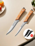 Stainless Steel Boning Knife – 9.9" Butcher Knife with Wood Handle
