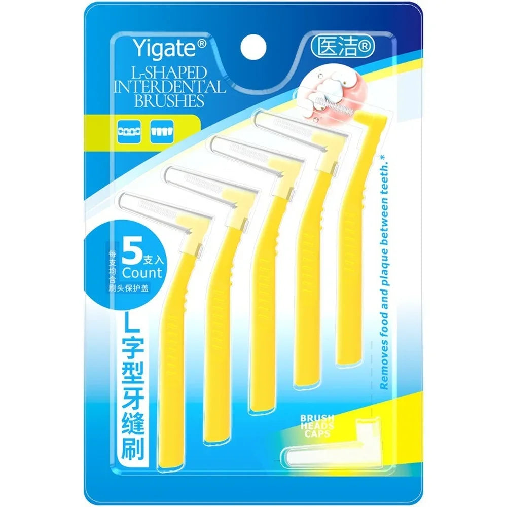 5-Pack L-Shaped Interdental Brushes for Braces | Travel Size