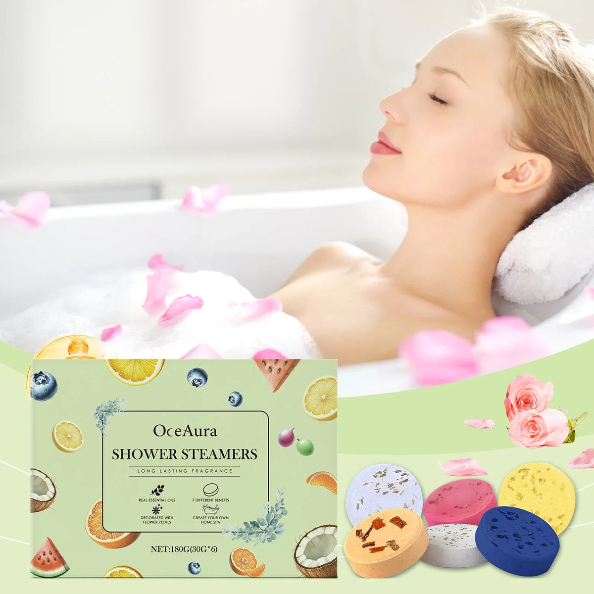 OceAura Aromatherapy Shower Steamers 6-Pack | Gift Set