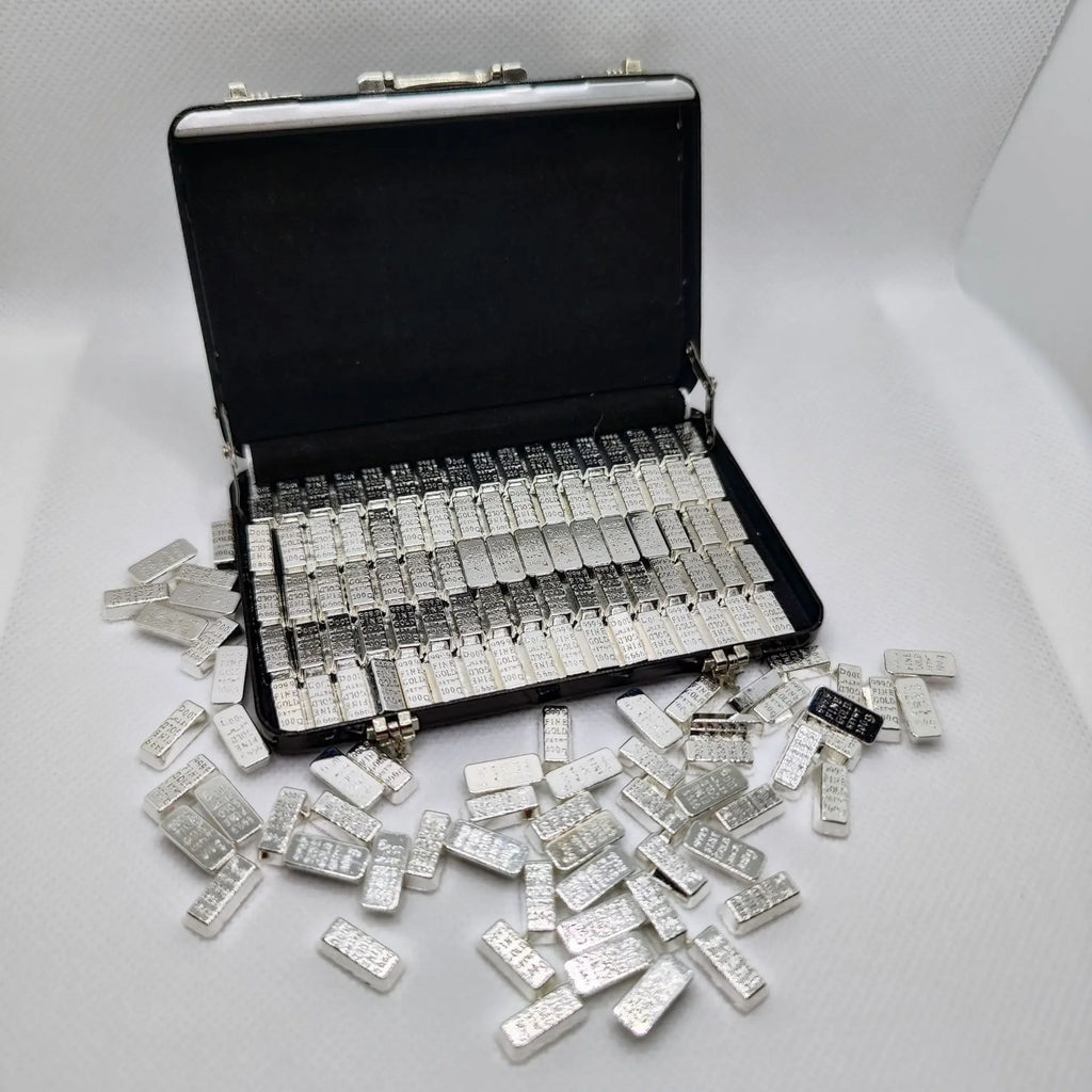 60-Pc Mini Gold Bar Set with Briefcase | 24K Gold-Plated Decor