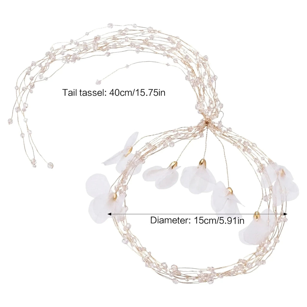 Multi-Layer Pearl Headband with 40cm Tassel Fringe | Bridal