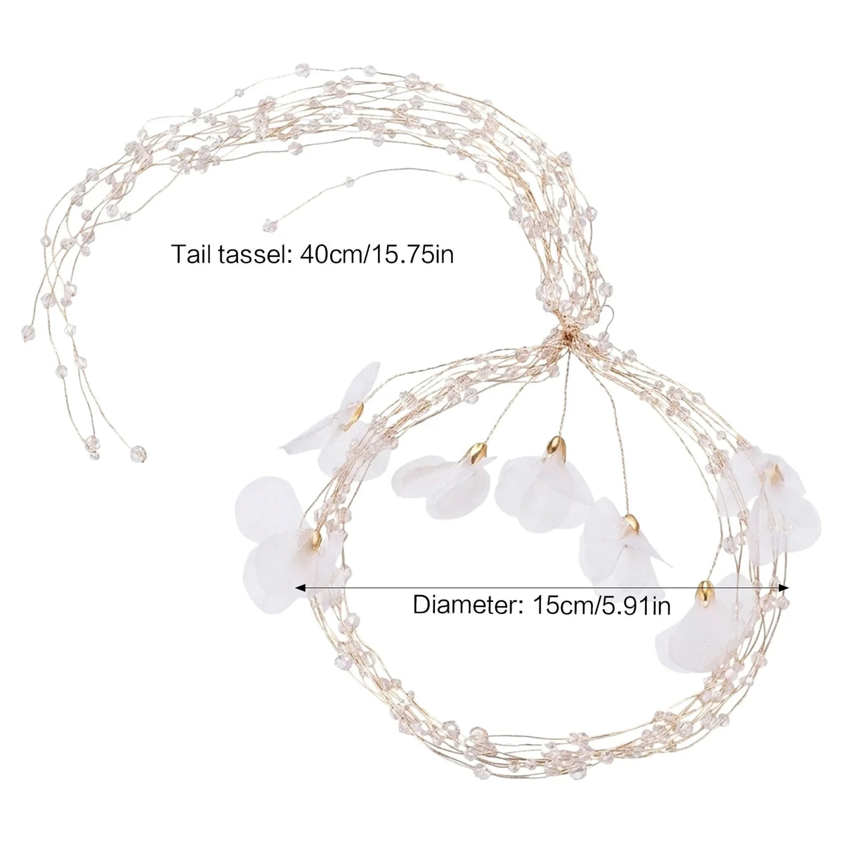 Multi-Layer Pearl Headband with 40cm Tassel Fringe | Bridal